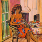 Acryl schilderij, Maya Wildevuur (1944-2023), Dora in Giglio, 2004